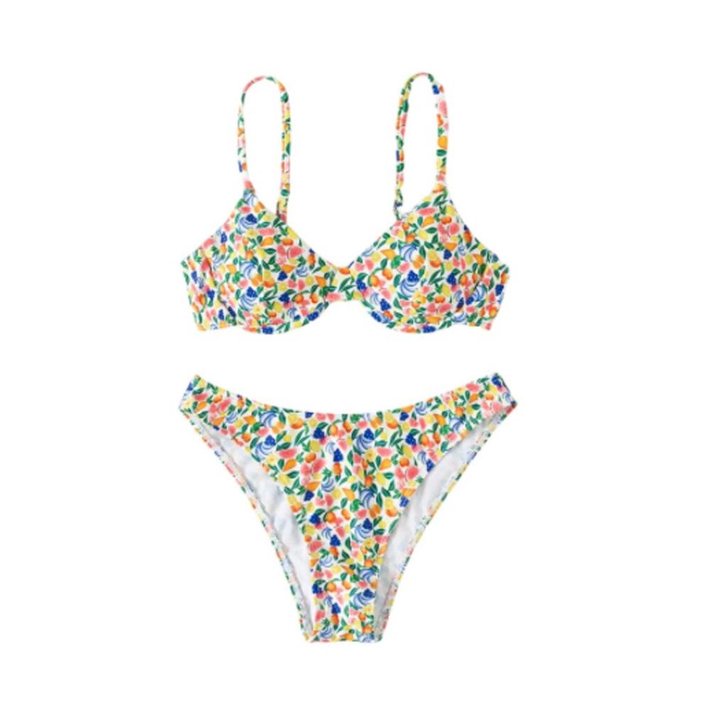 Fruit Print Two Piece Swimsuit- Size Small